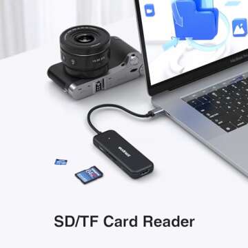 MacBook Pro Air Dongle USB C Adapter,7 IN 1 USBC Hub with 4K HDMI,3 USB 3.0 Ports, 100W Power Delivery and SD Micro SD Card Reader Accessories for MacBook Pro Air 2020/2019/2018, Surface Go/Book 2 etc