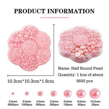 5600PCS Half Round Pearls Flatback Imitation Pearls for Crafts,7 Sizes for DIY Nails Art Crafting,Jewelry Making, Shoes,Cup,Phone Decoration (17 Lotus Root Starch AB)