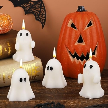 4pcs Halloween Ghost Candles - Scented Spooky Decor for Home