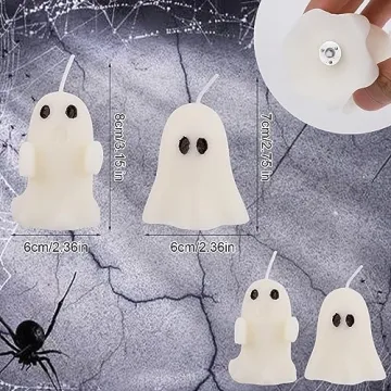 Adorable 4pcs Ghost Candles for Halloween Decor