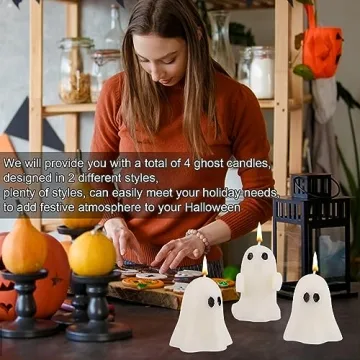 Adorable 4pcs Ghost Candles for Halloween Decor