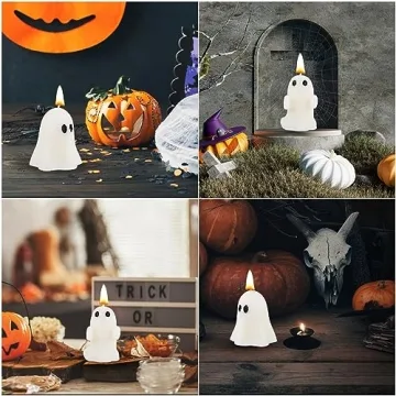 Adorable 4pcs Ghost Candles for Halloween Decor