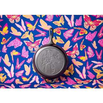 Lodge 10.25 Inch Dolly Parton Pre-Seasoned Cast Iron Stamped Skillet - Signature Teardrop Handle - U...