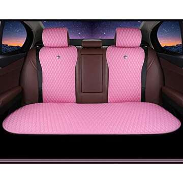 West Leathers Universal Seat Covers with Pink Steering Wheel Cover for Cars Leather Seat Cover Car Seat Cover 2/3 Covered 11PCS Fit Car/Auto/Truck/SUV Pink