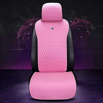 West Leathers Universal Seat Covers with Pink Steering Wheel Cover for Cars Leather Seat Cover Car Seat Cover 2/3 Covered 11PCS Fit Car/Auto/Truck/SUV Pink
