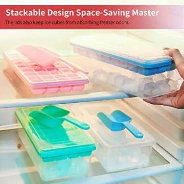 Food-grade Silicone Ice Cube Tray with Lid and Storage Bin for Freezer, Easy-Release 2 * 36 Small Nugget Ice Trays 1 ice Bucket & Scoop, Flexible Ice Cube Molds with Ice Container