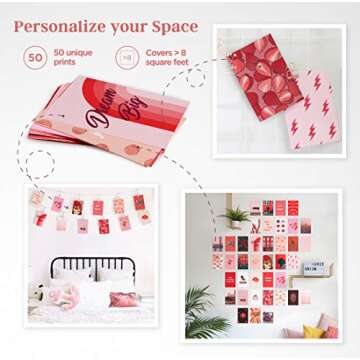 HAUS AND HUES Photo Collage Kit for Wall Aesthetic Decor Red Posters for Room Aesthetic, Red Wall Collage Kit, Aesthetic Wall Collage Kit Red Room Decor Prints, VCSO Decor (Set of 50)