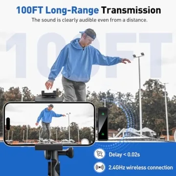 VEZQUA Wireless Lavalier Microphone for iPhone & Android