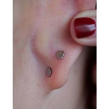 Limerencia G23 Hypoallergenic 18g Flat Back Stud Earrings | F136 Implant Grade Titanium Press Fit Th...