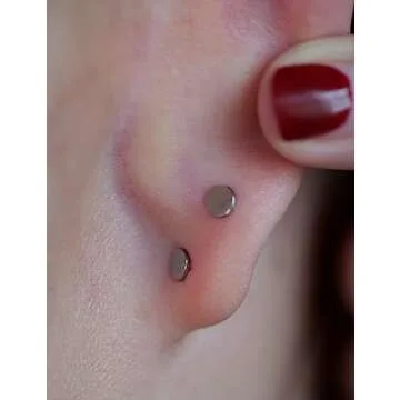 Limerencia G23 Hypoallergenic 18g Flat Back Stud Earrings | F136 Implant Grade Titanium Press Fit Th...