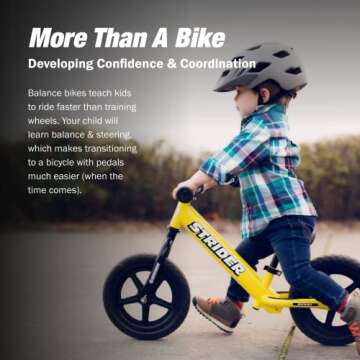Strider 12" Sport Bike, Yellow - No Pedal Balance Bicycle for Kids 1 to 4 Years - Includes Safety Pa...