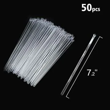 hapray 50-PCS Clear Plastic Swizzle Sticks, Crystal Cake Pops, Cocktail Coffee Drink Stirrers, Lolipop Stick, 7.24 Inch