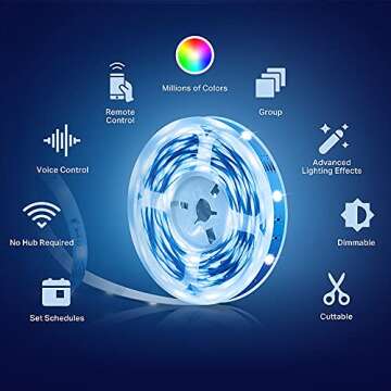 Kasa Smart LED Light Strip, 16.4ft WiFi LED Strip Works with Alexa, Google Home, SmartThings, High Brightness with 16 Million Colors, RGB, Grouping, Adjustable Length, Up to 25,000 Hours (KL400L5)