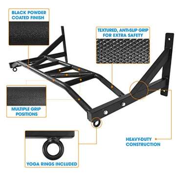 Yes4All Heavy Duty Wall Mounted Pull Up Bar – Multi-Grip Pull Up Bar Ceiling Mount / Ceiling Mount Pullup bar / Chin Up Bar for Home Gym Workout