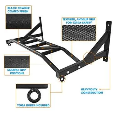 Yes4All Heavy Duty Wall Mounted Pull Up Bar – Multi-Grip Pull Up Bar Ceiling Mount / Ceiling Mount Pullup bar / Chin Up Bar for Home Gym Workout