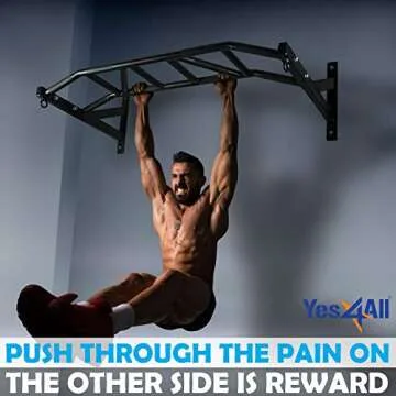 Yes4All Heavy Duty Wall Mounted Pull Up Bar – Multi-Grip Pull Up Bar Ceiling Mount / Ceiling Mount Pullup bar / Chin Up Bar for Home Gym Workout
