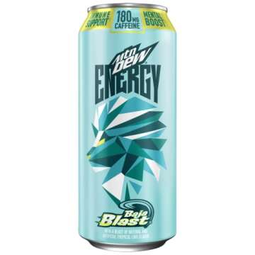 MTN DEW ENERGY, Baja Blast, 16oz Cans (12 Pack), 0g added sugar, 5% juice, Zinc to help support immu...