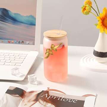 YOUKE OLA 8 Pack Sublimation Beer Drinking Cups with Bamboo Lids & Straw 18oz