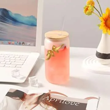 YOUKE OLA 8 Pack Sublimation Beer Drinking Cups with Bamboo Lids & Straw 18oz