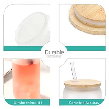 YOUKE OLA 8 Pack Sublimation Beer Drinking Cups with Bamboo Lids & Straw 18oz