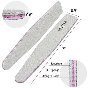 BTYMS 25 Count 100/180 Grit Nail Files for Acrylic Nails, Double Sided Emery Boards Reusable Nail Buffing Files