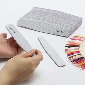 BTYMS 25 Count 100/180 Grit Nail Files for Acrylic Nails, Double Sided Emery Boards Reusable Nail Buffing Files