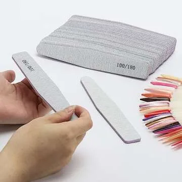 BTYMS 25 Count 100/180 Grit Nail Files for Acrylic Nails, Double Sided Emery Boards Reusable Nail Buffing Files