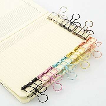 Color Hollow Out Paper Binder Clip Invoice Bill Clip Office Supplies Pack of 10 (M, Bronze)