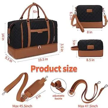 Weekender Bags for Women Overnight Bag with Shoe Compartment and Toiletry Bags Large Travel Duffel Bag Carry On Shoulder Tote with Trolley Sleeve 21" for Weekend Traveling Business Trip, Gym