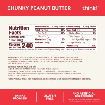 Think! Gluten-Free Protein Snack Bars - Low Sugar 12 Count