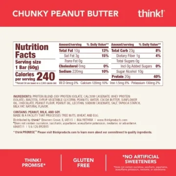Think! Gluten-Free Protein Snack Bars - Low Sugar 12 Count