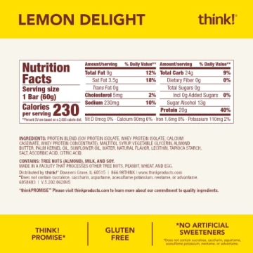 Think! Gluten-Free Protein Snack Bars - Low Sugar 12 Count