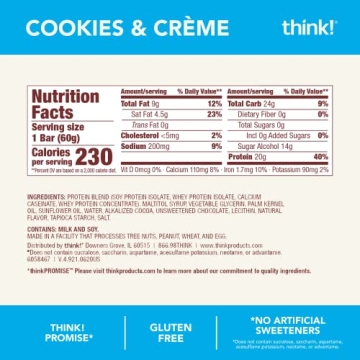 Think! Gluten-Free Protein Snack Bars - Low Sugar 12 Count
