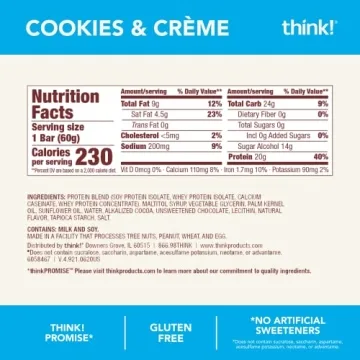 Think! Gluten-Free Protein Snack Bars - Low Sugar 12 Count