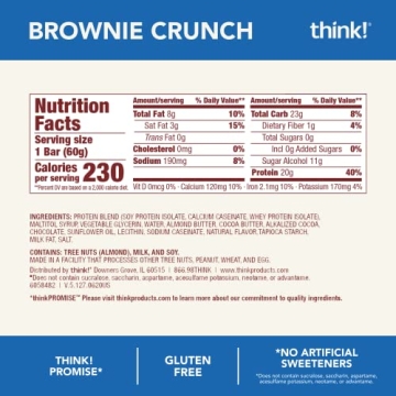 Think! Gluten-Free Protein Snack Bars - Low Sugar 12 Count