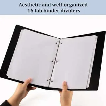 HABGP 16Pcs/2 Set Binder Dividers with Tabs, 8 White Tab for 3 Ring Binder Dividers, White Page Folder Dividers for 3 Ring Binder Sheet Paper Protectors, Notebook Binder Sleeves with Pockets