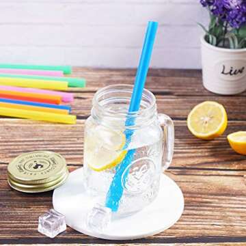 100 Pcs Jumbo Smoothie Straws,Colorful Disposable Wide-mouthed Large Straw.