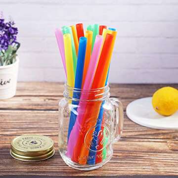 100 Pcs Jumbo Smoothie Straws,Colorful Disposable Wide-mouthed Large Straw.