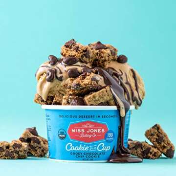 Miss Jones Baking Organic Cookie In A Cup, Microwave in Under a Minute, Quick Mix, Less Mess Than a Mug: Gooey Chocolate Chip Cookie (Pack of 12)