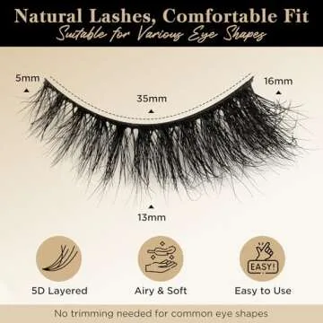 Bepholan 3-Pack Natural Look Fake Mink Eyelashes - Fluffy Cat Eye Lashes XMZ208