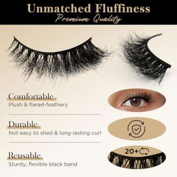 Bepholan Mink Fake Eyelashes 3-Pack for Natural Glam