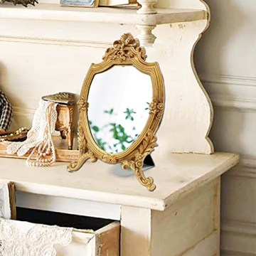 Antique Gold Resin Frame Mirror Elegant Home Decor