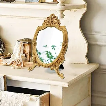 Antique Gold Resin Frame Mirror Elegant Home Decor