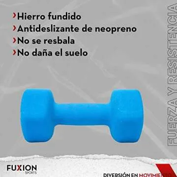 FUXION 8lbs Neoprene Dumbbell Hand Weights, Sets of 2 with Multiple Weight Options, Hexagon Non-Slip Weights for Home Gym Yoga Pilates Workout - Blue