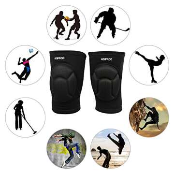 Knee Pads, ADiPROD (1Pair) Thick Sponge Collision Avoidance Kneeling Kneepad Outdoor Climbing Sports Riding Protector Protection (Black)