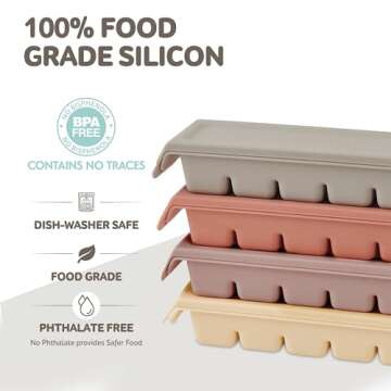 Firgi 6 Section-1oz, Taupe Brown Breastmilk Freezer Storage Trays, Food Grade Silicone Tray containe...