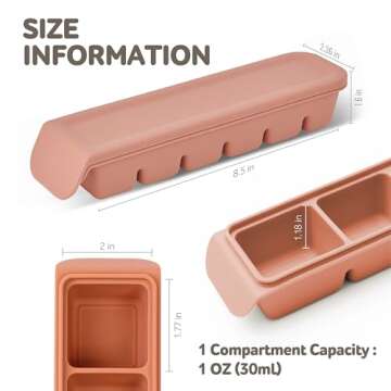 Firgi 6 Section-1oz, Taupe Brown Breastmilk Freezer Storage Trays, Food Grade Silicone Tray container Leak Resistant with Lids Baby, Toddler Food Fruit Vegetable Purees Storage Container | BPA Free
