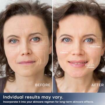 Radio Frequency Skin Tighter | Smart-Electric | Face Lifter | Firm | Contour | Massage - at Home Skin Care for Collagen Increase Wrinkle Reduction - Rechargable RF Face Beauty Device (Gold Black)