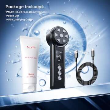 Radio Frequency Skin Tighter | Smart-Electric | Face Lifter | Firm | Contour | Massage - at Home Skin Care for Collagen Increase Wrinkle Reduction - Rechargable RF Face Beauty Device (Gold Black)