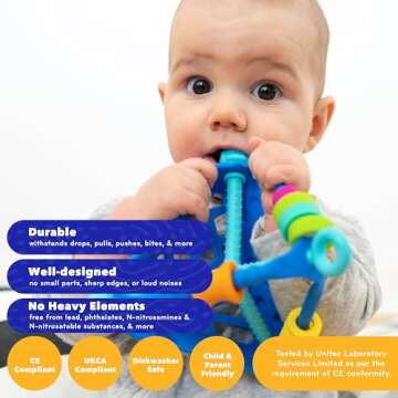 Mobi Wigloo Activity Toy - Montessori Toys for Babies 6-12 Months and Up, Sensory Toys for Babies & Toddlers, Teething Toy Made with Food Grade Silicone, BPA and Phthalate Free - Pack of 1